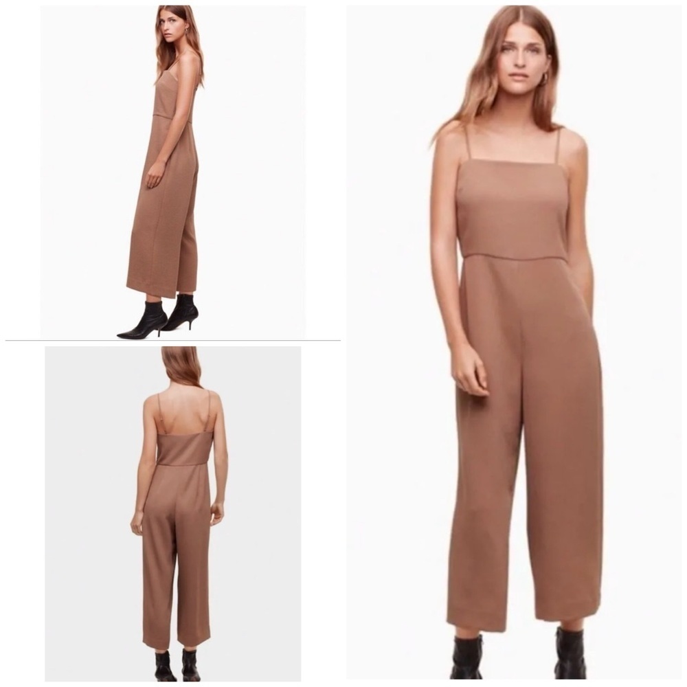 EUC Aritzia Babaton Esteban Tan Nutmeg Culotte Jumpsuit 0​​​​